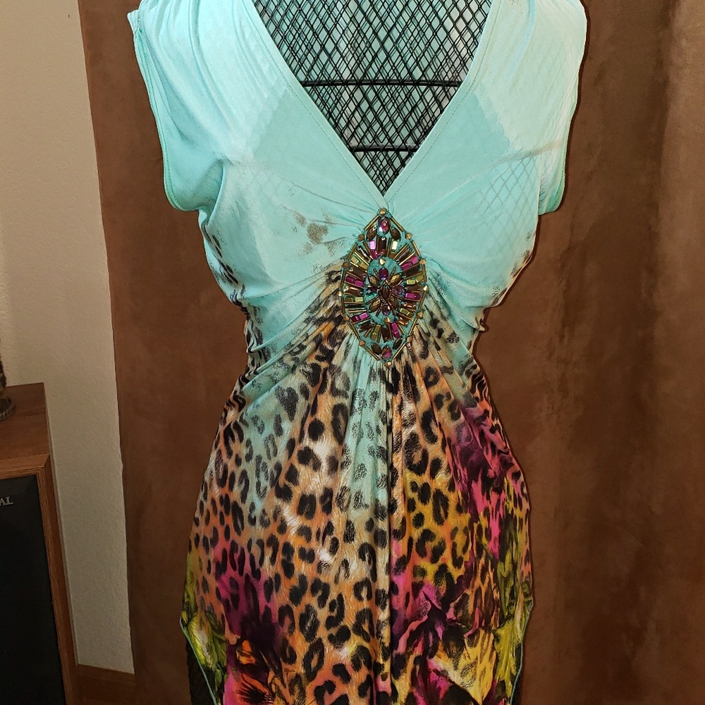 Venus turquoise jeweled top